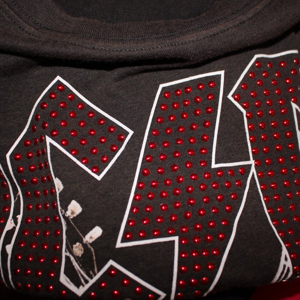 AC/DC T-Shirt Size L Red Metallic Studs Perfect! - Picture 2 of 8